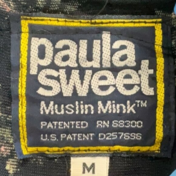 Vtg Paula Sweet 1980 Muslin Mink Cardigan fuschia silk fringe rose print velvet - Picture 6 of 8